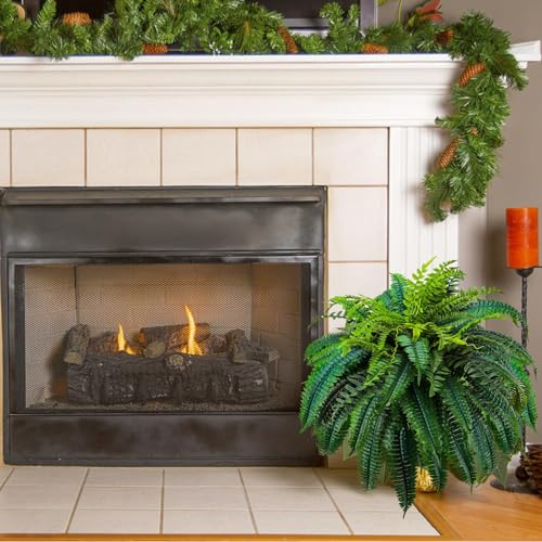GYERB 2 Pack Artificial Boston Ferns Outdoor 48 Inch Fake Fern Plants with 88 Leaves - Realistic Faux Porch Garden Decor