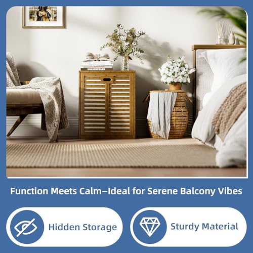 Bamboo Tilt Out Laundry Hamper Cabinet with Removable Basket - Walnut