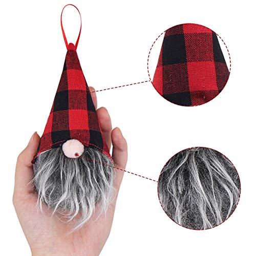 8 Pack Handmade Scandinavian Gnome Christmas Ornaments, Plush Tomte Decorations