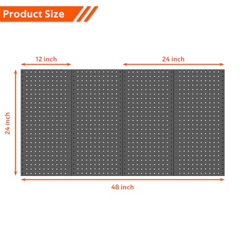 Ultrawall Black Metal Pegboard Wall Panels 4-Pack Garage Tool Storage