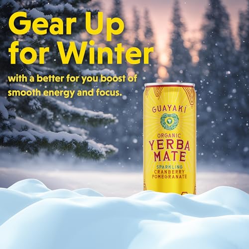 Sparkling Cranberry Pom Yerba Mate Drink - Organic, 12oz Cans Pack of 12