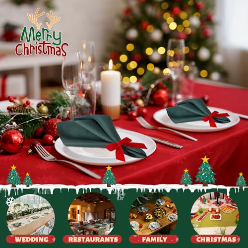 Christmas Red Velvet Bow Napkin Rings Set of 6 for Table Decorations