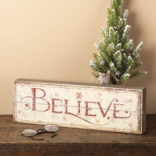 Vintage-Inspired Nordic Box Sign Believe 15.5 x 5-Inches, Primitives by Kathy