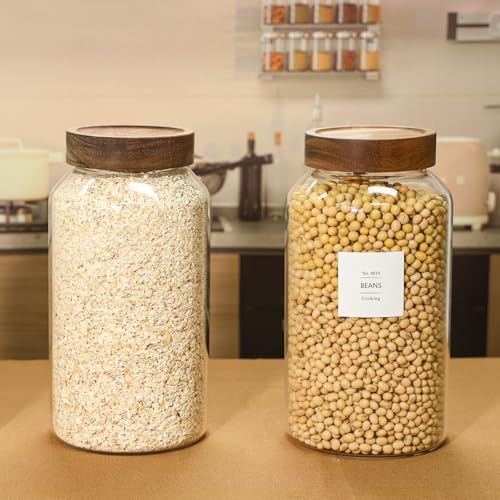 88oz Glass Food Storage Jars with Acacia Lids - Large Kitchen Container Set - Variation of THIS listing