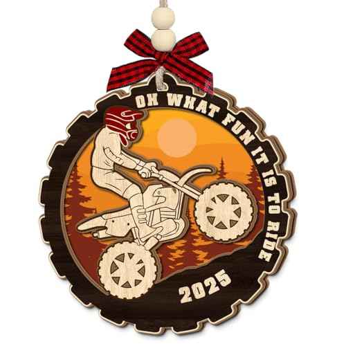 Motocross Christmas Ornaments 2025 - Motorcycle Ornament, Biker Gifts for Men Women, Unique Motorcycle Gift for Dad, Brother, Grandpa ? Wooden Dirt Bike Ornament, Racing Lover Holiday Decoration