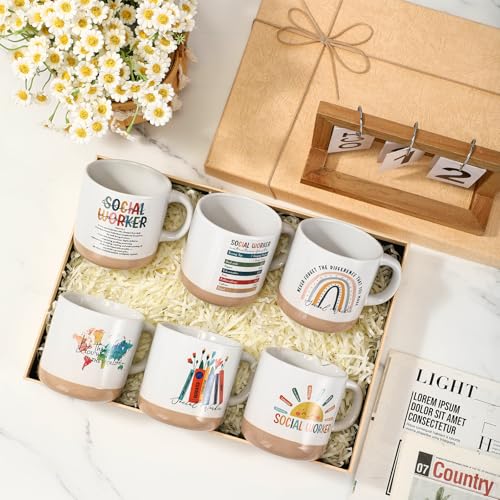 Yungyan 12 Pcs Social Worker Gift Mugs 13 oz - Appreciation Ceramic Gift Set (Variation: 12 / Social Worker)
