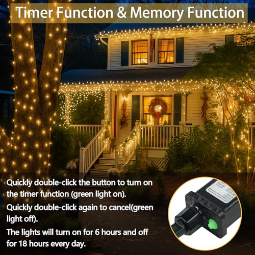 SANJICHA 66FT Warm White Connectable Outdoor Indoor Christmas String Lights - 200 LEDs
