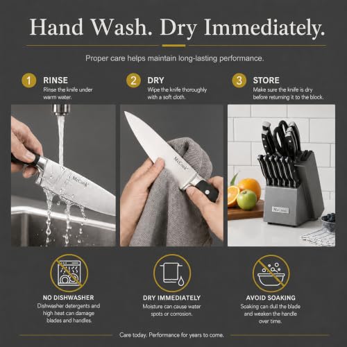 McCook 15-Piece Stainless Steel Knife Set with Built-In Sharpener - Black/Graphite
