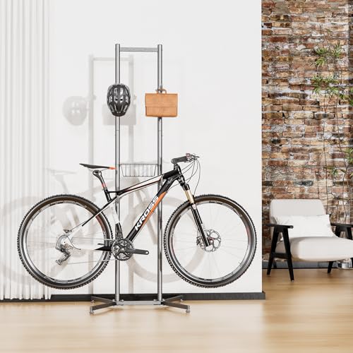 2-Bike Storage Rack with Basket - Indoor Garage & Apartment Bike Stand - CXWXC