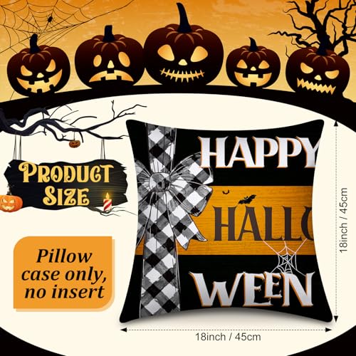 Preboun Halloween Pillow Covers Bulk 18 x 18 Inch Set of 12 Fall Holiday Seasonal Thanksgiving Ghost Pumpkin Pillow Cover Trick or Treat Horror Maple Spider Bat Christmas Cushion Case for Home Decor