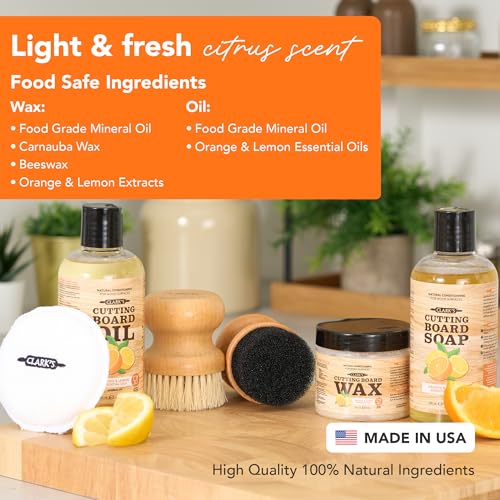 Food Grade Cutting Board Care Kit with Orange & Lemon Extracts - 3 Step Set
