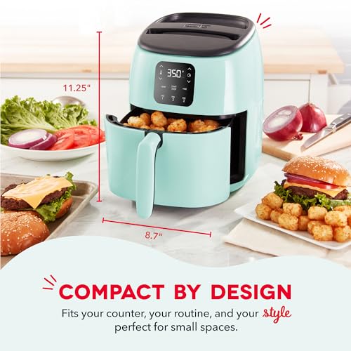 Dash Tasti-Crisp Digital Air Fryer 2.6 Quart Aqua Nonstick Compact Kitchen Appliance
