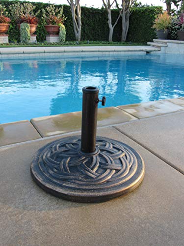 DC America 18-Inch Cast Stone Umbrella Base - Rust-Free Bronze Finish, Fits 5cm Mast