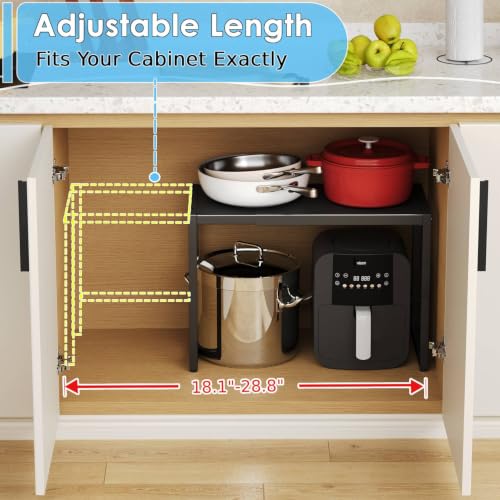 Black Adjustable Heavy Duty Metal Storage Shelves - 150 LBS Capacity, 1 Tier, 28.8 x 11.8 x 16.3 Inches