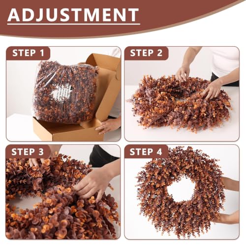 24-Inch Lifelike Fall Eucalyptus Wreath for Front Door - Autumn Decor