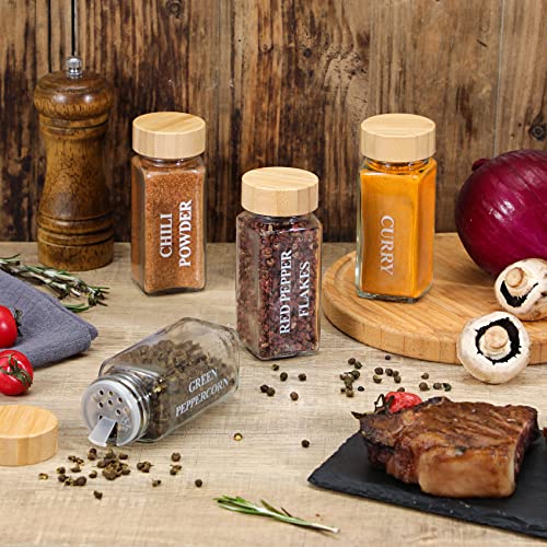 36-Pack Glass Spice Jars with Bamboo Lids & Labels - Kitchen Storage Set