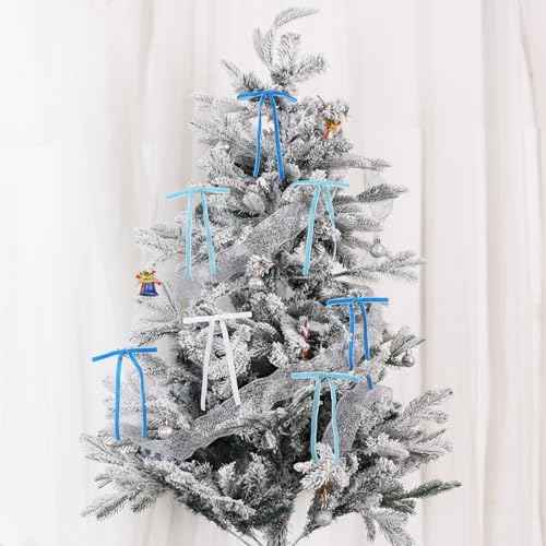 TONIFUL 36 Pack White Velvet Bows for Christmas Tree Decor, 5x7 Inch Bows for Gift Wrapping, Treat Bags, Wreaths, Crafts, Cards, Bouquet,Cakes Decor Valentine Christmas Party Supplies(3/8" Width