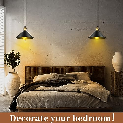 Retisee Black Industrial Pendant Light 12 Pack Vintage Metal E26 Fixtures