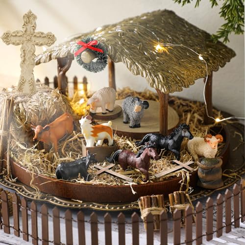 Thyle 20-Piece Nativity Farm Stable & Accessories Mini Set