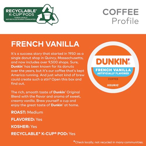 French Vanilla Coffee K-Cup Pods - 22 Count, Light Roast for Single-Serve Brewers