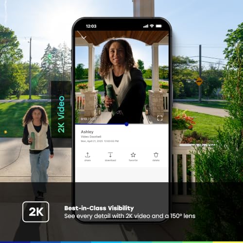 myQ Video Doorbell - 2K Camera, Battery/Wired, Color Night Vision, 150° Wide View, 2-Way Talk, Motion Alerts, Black - Variation of THIS listing