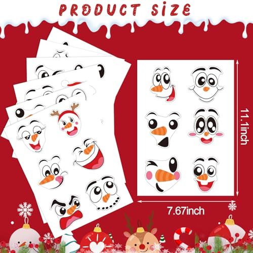 LOMIMOS Snowman Faces Stickers,42 Pcs Cute Snowman Face Decals Christmas Vinyl Glass Window Sticker Art Wall Decor for Fridge Wall Door Party Supplies Home Decoration