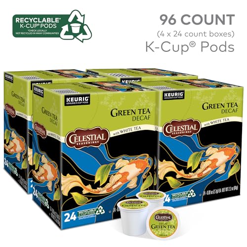 Celestial Seasonings Decaf Green Tea K-Cup Pods - 96 Count, Single-Serve Keurig Compatible