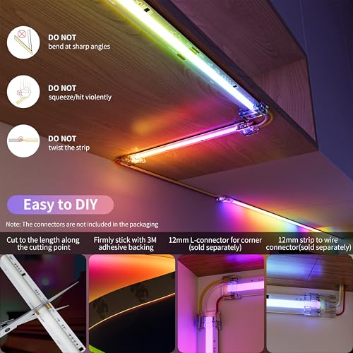 PAUTIX 32.8ft RGB Smart IC COB LED Strip Light - App Control, Music Mode, Multicolor Flexible Tape for TV & Bedroom