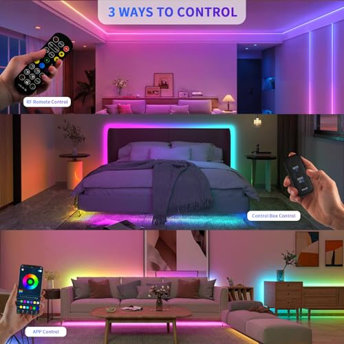 RGBIC 40FT Smart COB LED Strip Lights Color Flowing Light with App & Remote - Music Sync, Vivid Colors