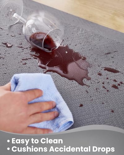 Grey Anti-Fatigue Kitchen Mat 20x32 Inch Cushioned Ergonomic Standing Rug