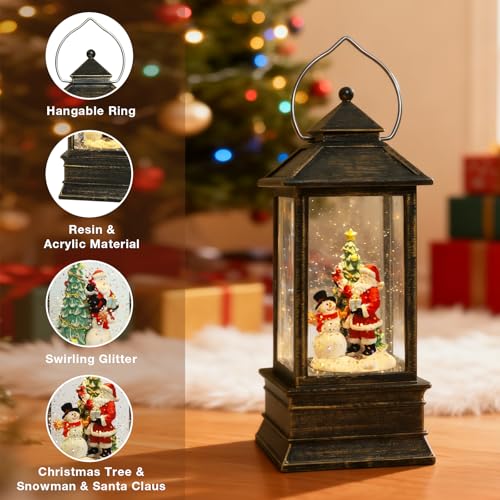 Impress Life Christmas Snow Globe Lantern with Light & Music, Santa