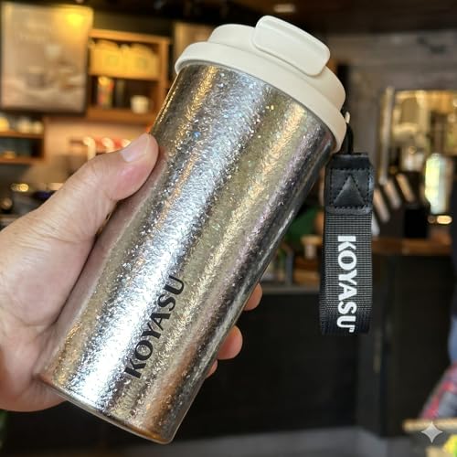 Titanium Travel Mug - Pure Titanium 16oz Double-Wall Insulated Coffee Tumbler with Lid - Natural Titanium