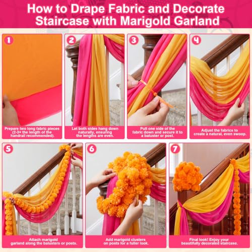 Warm Diwali Marigold Garland Decoration Set - Artificial Floral Pooja Backdrop