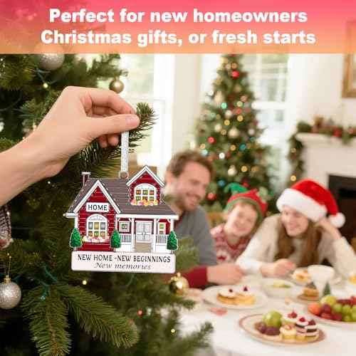 Zerobe 2025 Metal Red Housewarming Ornament - Unique New Homeowner Gift, First Home Keepsake, Christmas Tree Decoration, Moving in Present for Warm House Party