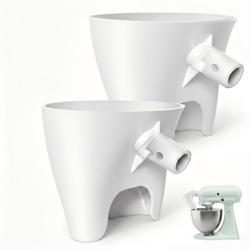 2 Pcs Flour Funnel for Kitchen Aid Mixer, Fit Tilt-Head 4.5–5 Qt Models, Stand Mixer Attachment, Easy-Pour Baking Accessory, Dishwasher-Safe & Easy to Clean (White)