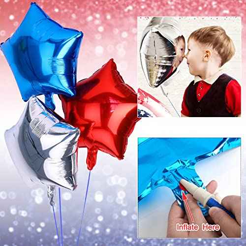 Blue Red White Star Foil Balloons Decorations, FEBSNOW 30Pcs 18 inch 4th of July Balloons for Independence Day Patriotic Party Memorial Day Birthday Decorations Supplier