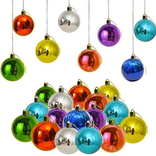 Colored Set of 24 Mini Christmas Balls Ornaments Mini Glitter Christmas Ball Door Wall Xmas Tree Shatterproof Christmas Hanging Balls Wedding Mardi Gras Party Decoration Supplies