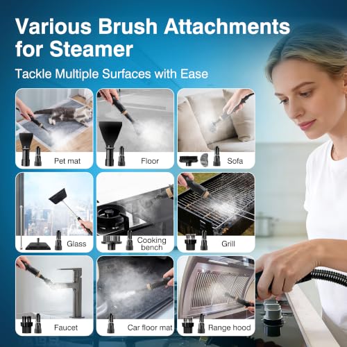15-in-1 Steam Cleaner for Home & Car Deep Cleaning, Fast Heat-Up