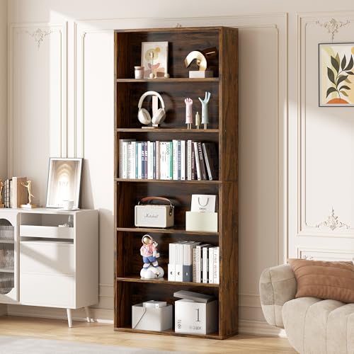 Vongrasig 71”H Tall Bookshelf, 6-Tier Bookcase, Display Bookshelves,