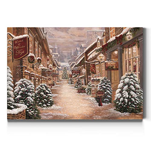 Renditions Gallery Christmas Village Wall Art - 36 x 24 Inch Winter Wonderland Canvas Decor, Ready to Hang
