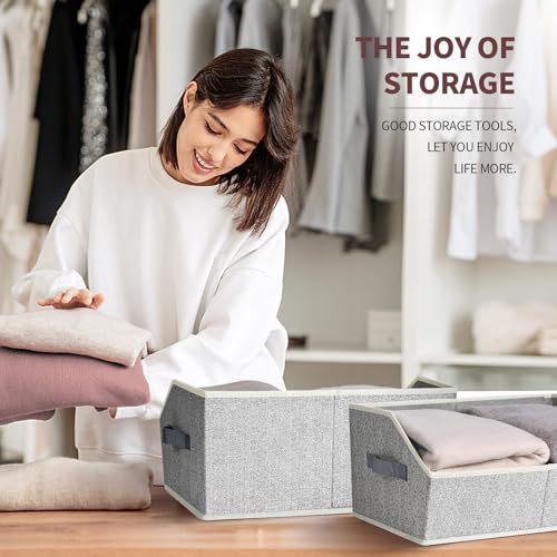 Homsorout Large Closet Organizer Bins 6 Pack - Trapezoid Fabric Storage Cubes with Handles