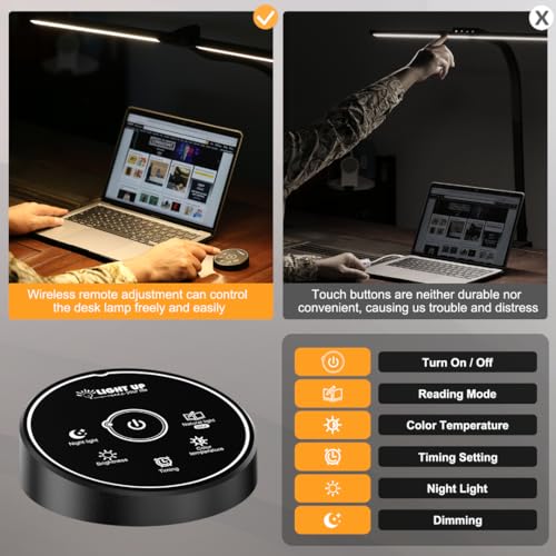 Pzloz LED Desk Lamp for Office & Home Black - Eye-Caring Adjustable Table Light