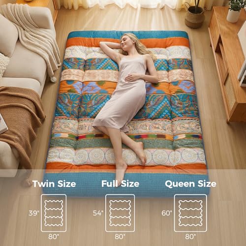 Japanese Floor Mattress Bohemian Queen 80" x 60" - Supportive Futon