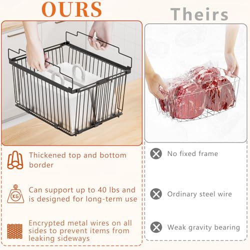 Large Freezer Organizer Bins for 5 to 9 Cu.Ft,Leak-Proof Bottom，6Pack