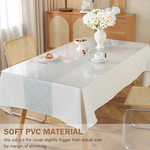 LovePads Frosted Table Cover Protector 46 x 96 Inch, 1.5mm Thick Plastic Table Cover, Table Protector for Dining Room Table, Waterproof Vinyl Tablecloth Table Pad Mat for Kitchen, Writing Desk