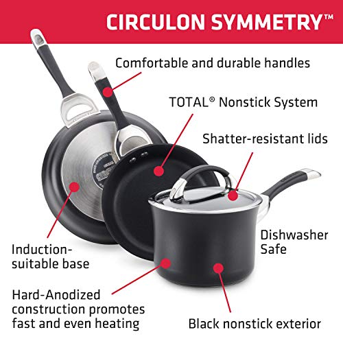 Circulon Symmetry 5.5-Quart Nonstick Casserole Pan with Lid - Induction Ready