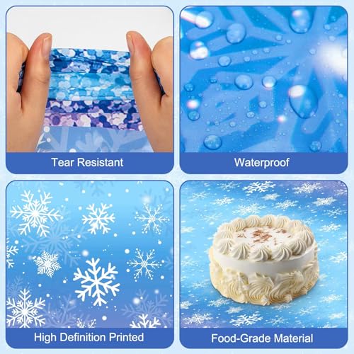 Frozen Winter Snowflake Tablecloths 2 Pack - Disposable Purple & Blue Holiday Cover, 54x108 Inches