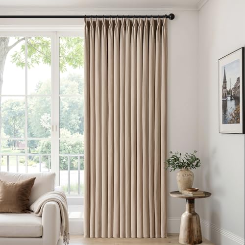 MIULEE Taupe Pinch Pleated Linen Blend Curtains 40x96 Inches Set of 4
