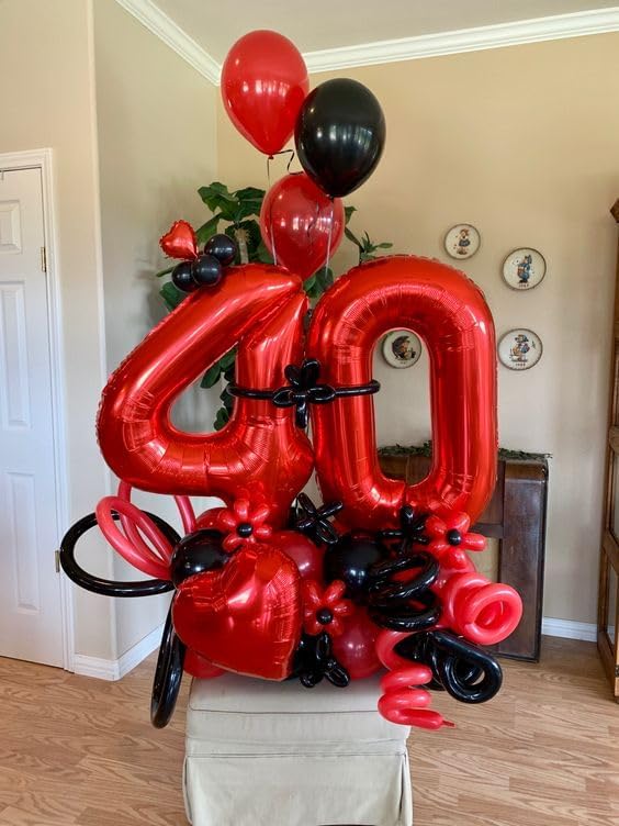 Number 4 Balloon - 40 Inch Red Foil Balloon for 4th Birthday Party Decorations