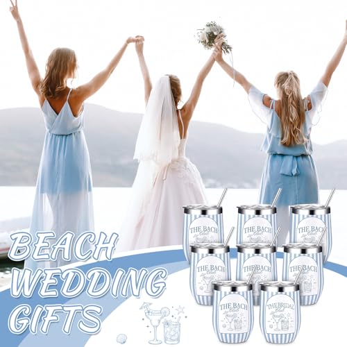 Sliner 12oz Beach Bachelorette Tumbler Set – 8-Piece with Lids